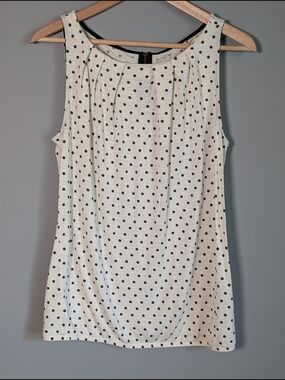 LOFT Cream Tank Top with Black Polka Dots